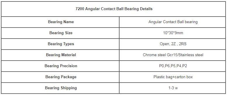 حجم صغير 10 * 30 * 9MM زاوية الاتصال اضعا الكرة 7200 الصلب والنحاس الأصفر قفص